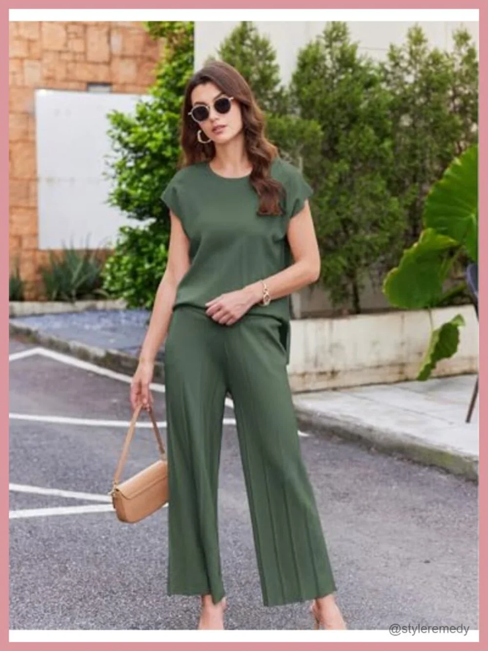 Women's Lounge Sets Two Piece Knit Wide Leg Pleated Pants Sweater Set